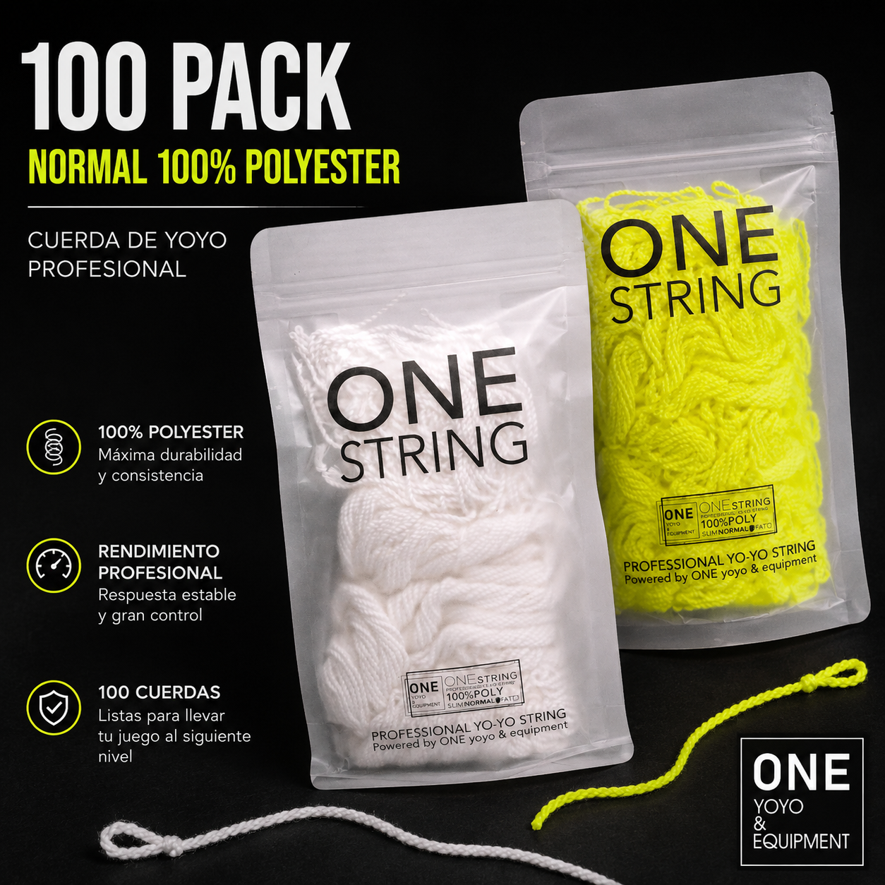 ONE YOYO & EQUIPMENT 100 Pack NORMAL 100% Polyester - Cuerda de yoyo